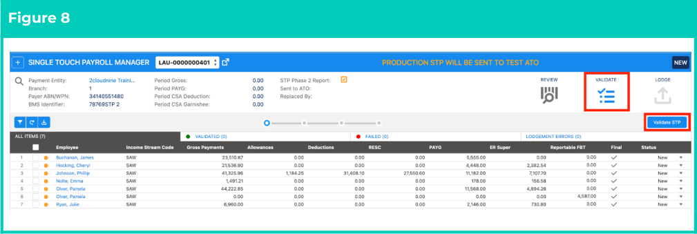 Screenshot from QRG Single Touch Payroll (STP) Lodgements - Update Event