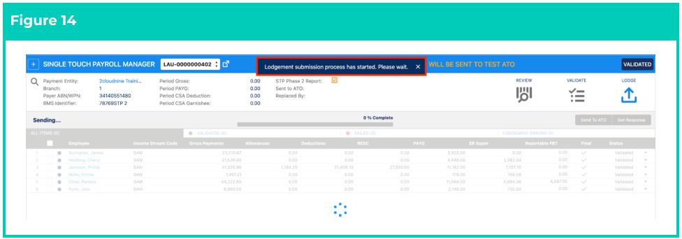 Screenshot from QRG Single Touch Payroll (STP) Lodgements - Update Event