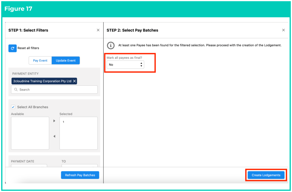 Screenshot from QRG Single Touch Payroll (STP) Lodgements - Update Event