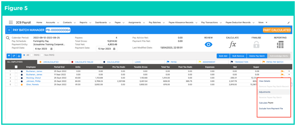 Screenshot from QRG Calculate a single Payee within a Pay Batch