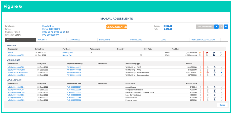 Screenshot from QRG Calculate a single Payee within a Pay Batch