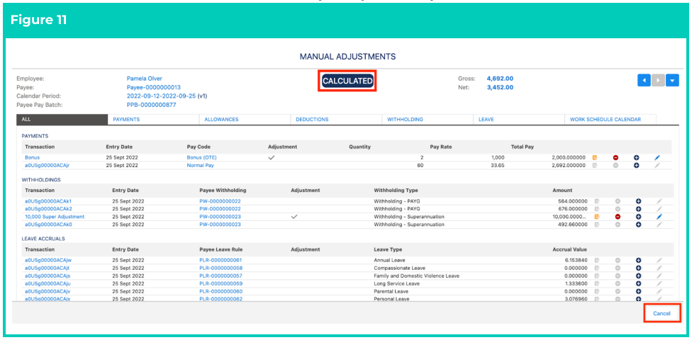 Screenshot from QRG Calculate a single Payee within a Pay Batch