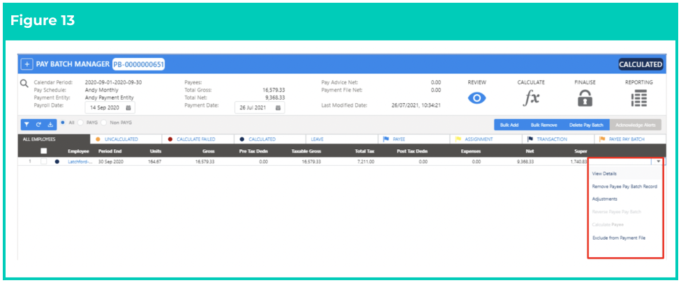 Screenshot from QRG Calculate a single Payee within a Pay Batch
