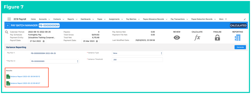 Screenshot from QRG Create a Variance Report