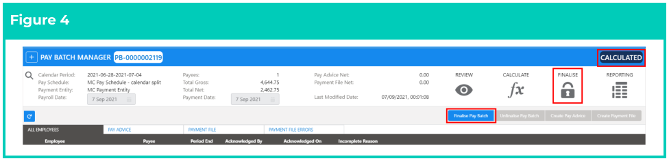 Screenshot from QRG Finalise a Pay Batch