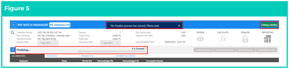 Screenshot from QRG Finalise a Pay Batch