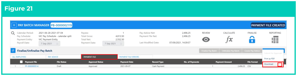 Screenshot from QRG Finalise a Pay Batch