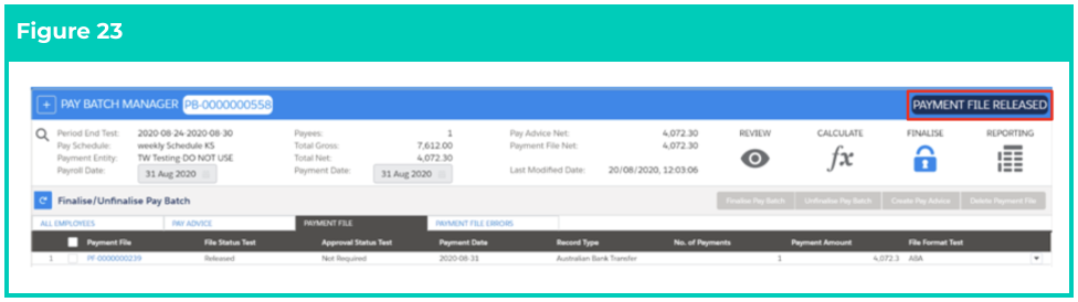 Screenshot from QRG Finalise a Pay Batch