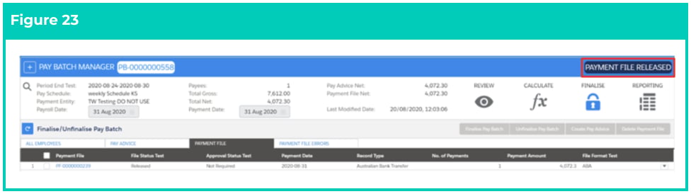 Screenshot from QRG Finalise a Pay Batch