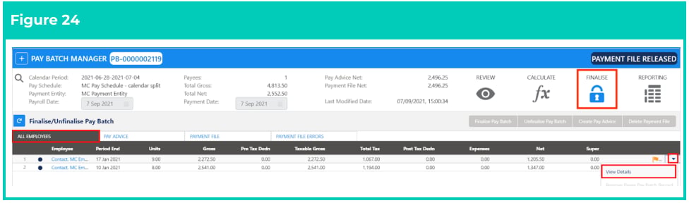 Screenshot from QRG Finalise a Pay Batch