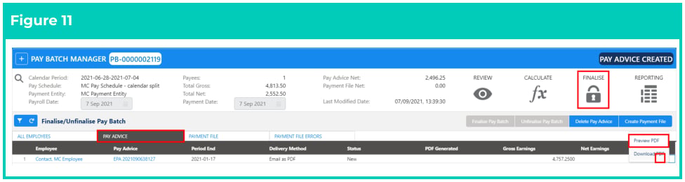 Screenshot from QRG Finalise a Pay Batch