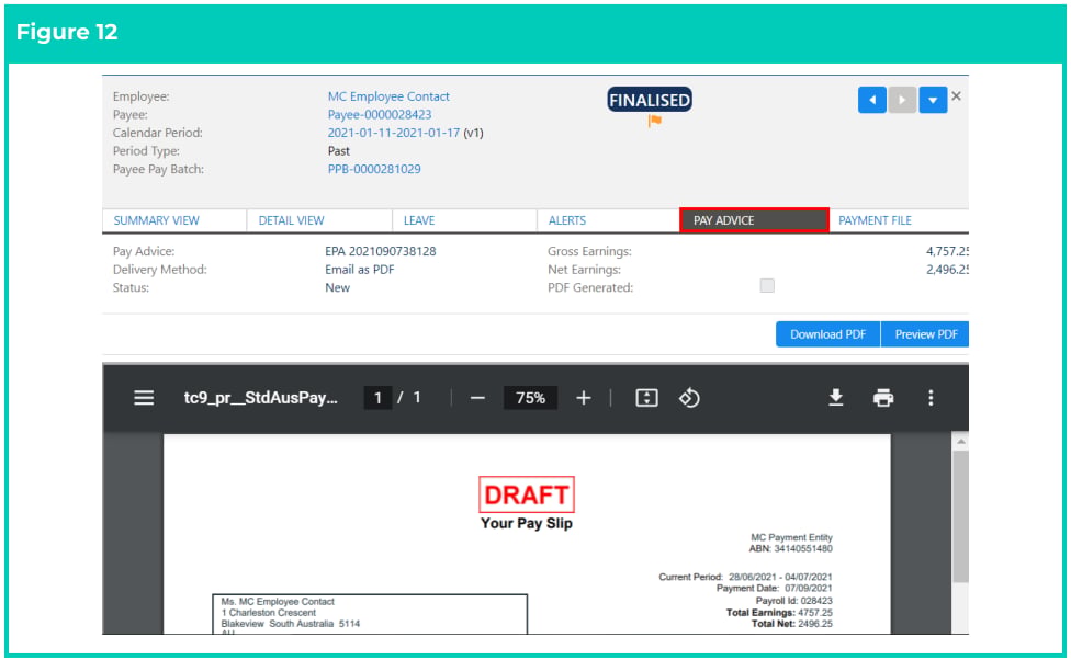 Screenshot from QRG Finalise a Pay Batch