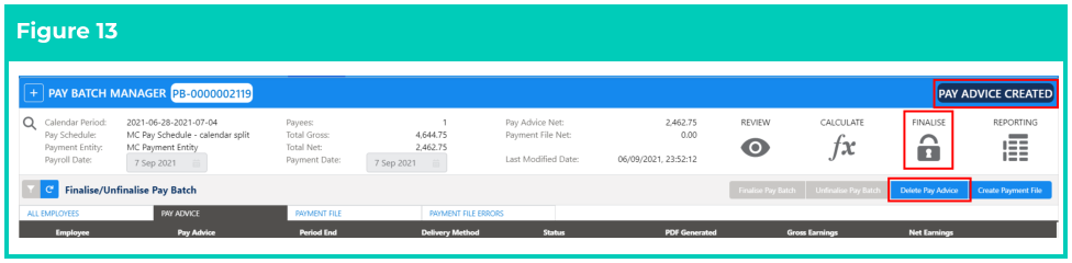 Screenshot from QRG Finalise a Pay Batch