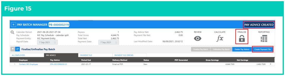 Screenshot from QRG Finalise a Pay Batch