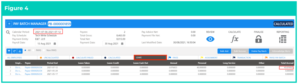 Screenshot from QRG View Leave Accruals via Pay Batch Manager