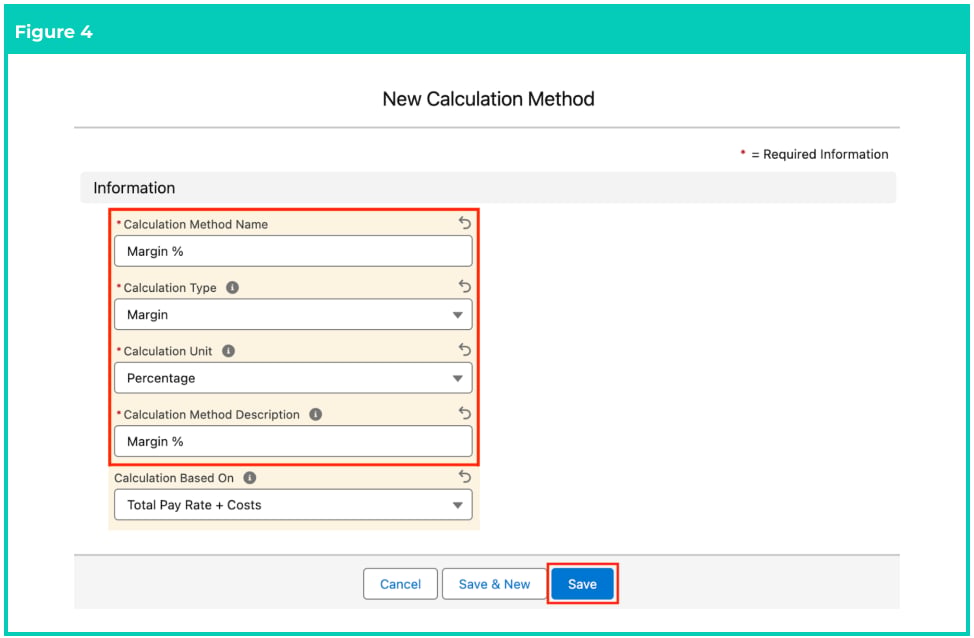 Screenshot from QRG Create a Calculation Method record