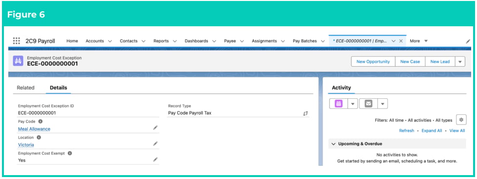 Screenshot from QRG Create an Employment Cost Exception