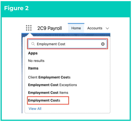 Screenshot from QRG Create an Employment Cost record - RC