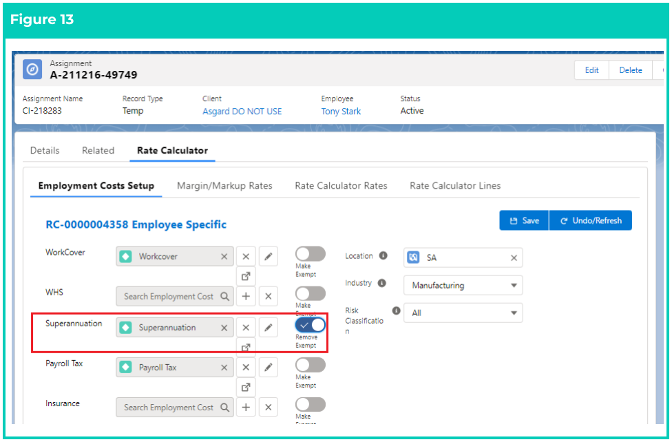 Screenshot from QRG Create Rate Calculators - Employee Specific