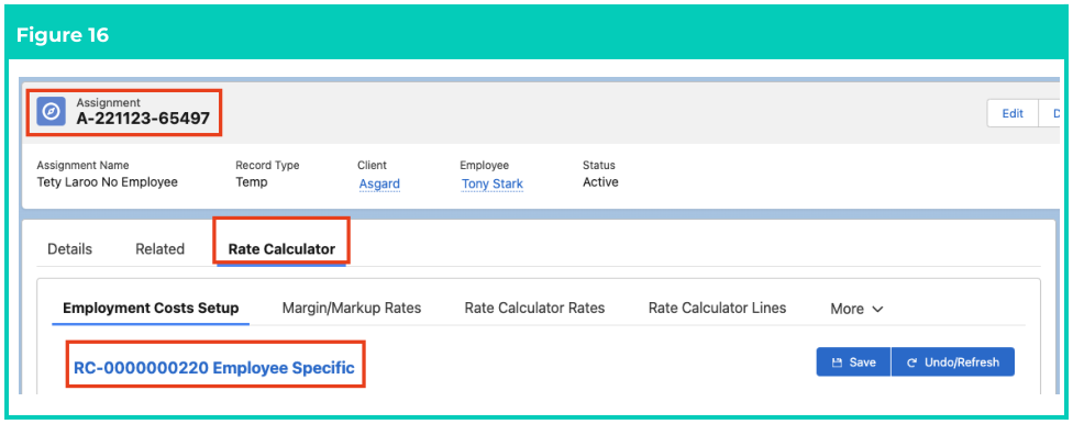 Screenshot from QRG Create Rate Calculators - Employee Specific