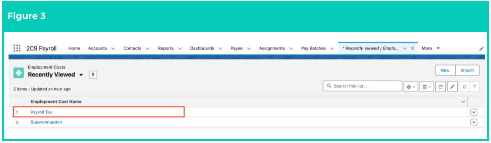 Screenshot from QRG Manage Employment Cost Items using ECM