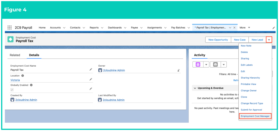 Screenshot from QRG Manage Employment Cost Items using ECM