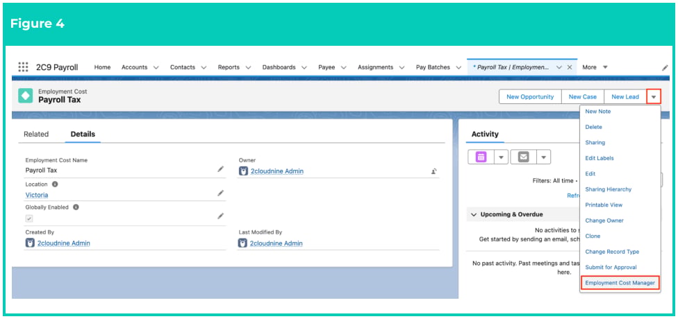 Screenshot from QRG Manage Employment Cost Items using ECM