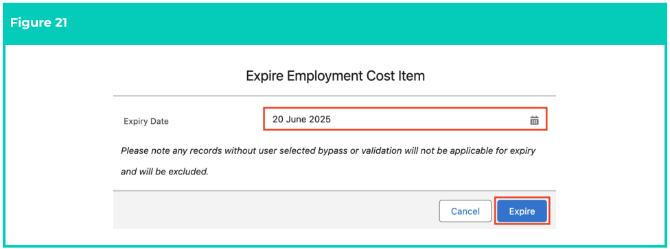 Screenshot from QRG Manage Employment Cost Items using ECM
