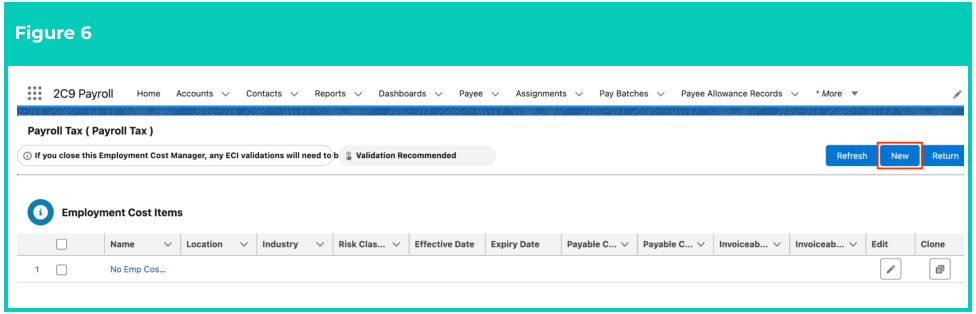 Screenshot from QRG Manage Employment Cost Items using ECM