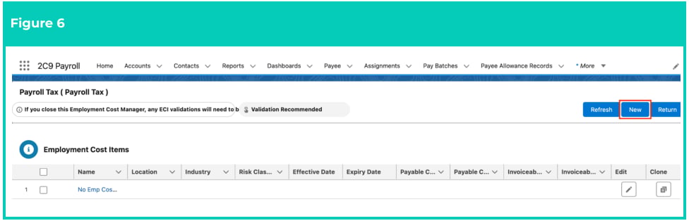 Screenshot from QRG Manage Employment Cost Items using ECM