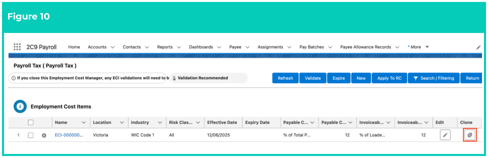 Screenshot from QRG Manage Employment Cost Items using ECM