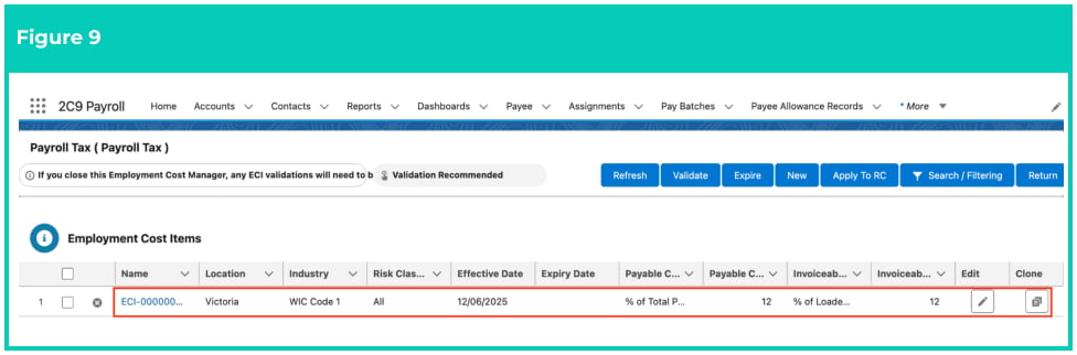 Screenshot from QRG Manage Employment Cost Items using ECM