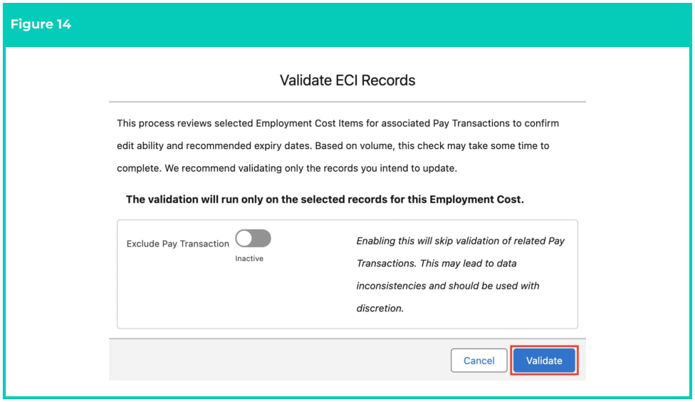 Screenshot from QRG Manage Employment Cost Items using ECM