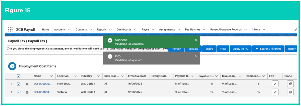 Screenshot from QRG Manage Employment Cost Items using ECM