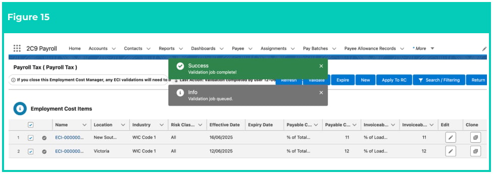 Screenshot from QRG Manage Employment Cost Items using ECM