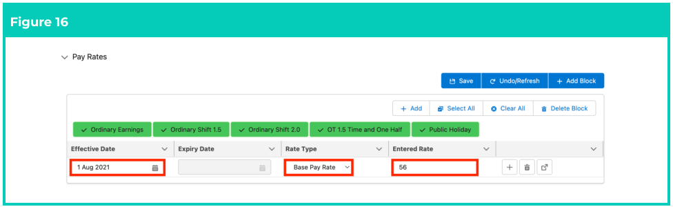 Screenshot from QRG Rate Calculator Template - Final Setup