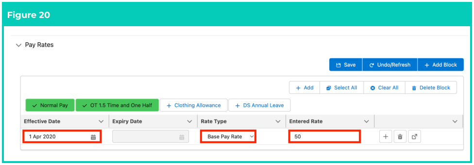 Screenshot from QRG Rate Calculator Template - Final Setup