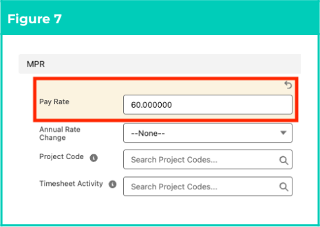 Figure 7 - Pay Rate and related fields
