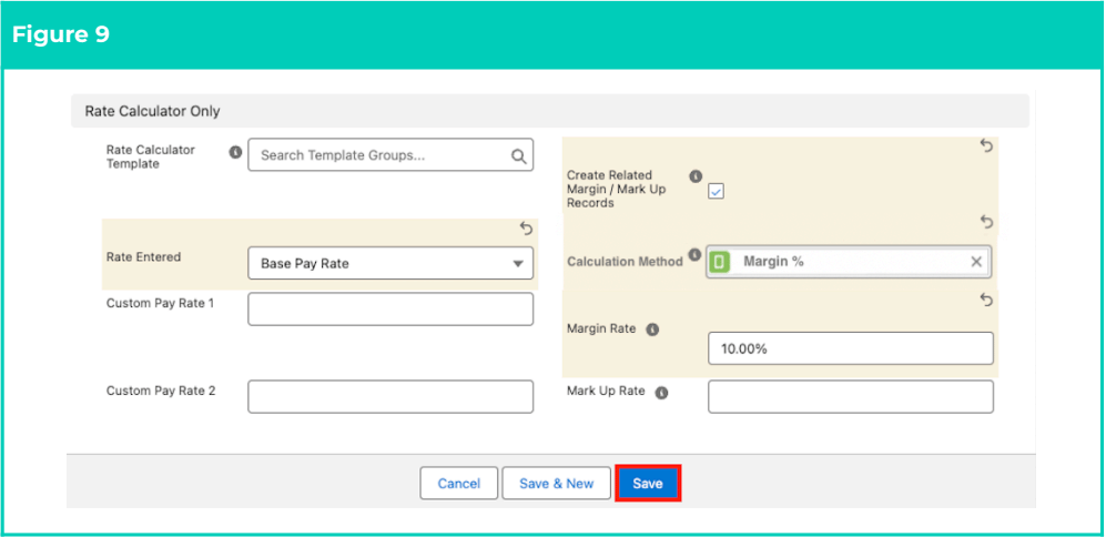 Figure 9 - Rate Calculator Only section
