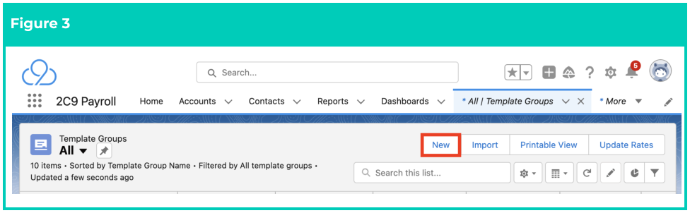 Screenshot from QRG Create a Payee Timesheet Allowance Template Group