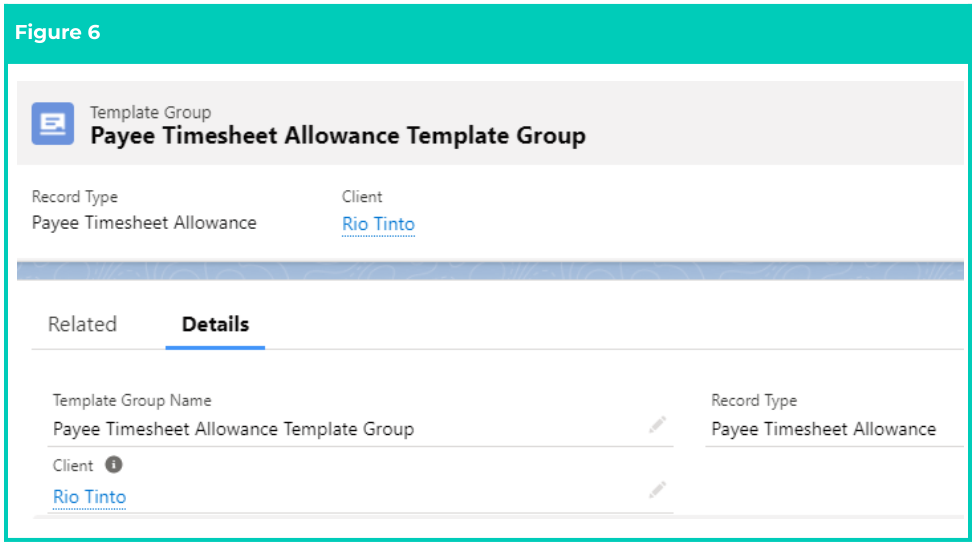 Screenshot from QRG Create a Payee Timesheet Allowance Template Group