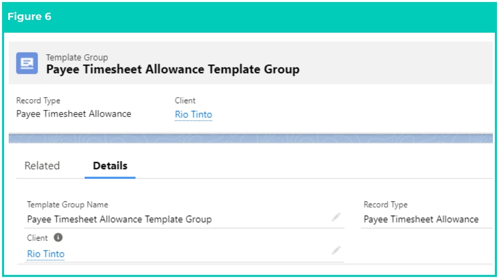 Screenshot from QRG Create a Payee Timesheet Allowance Template Group