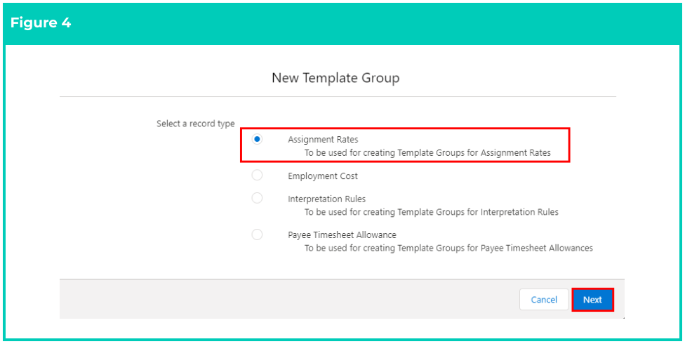 Screenshot from QRG Create an Assignment Rate Template Group