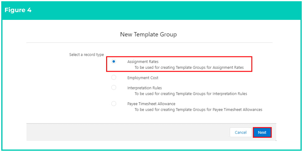 Screenshot from QRG Create an Assignment Rate Template Group