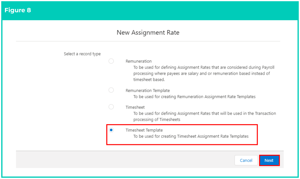 Screenshot from QRG Create an Assignment Rate Template Group