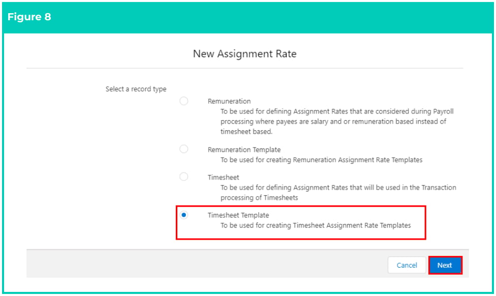 Screenshot from QRG Create an Assignment Rate Template Group