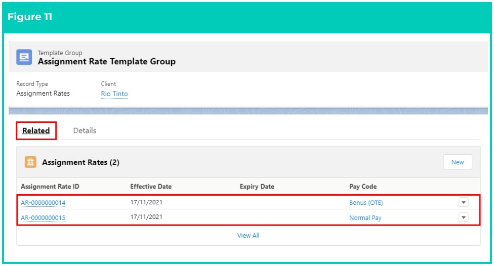 Screenshot from QRG Create an Assignment Rate Template Group