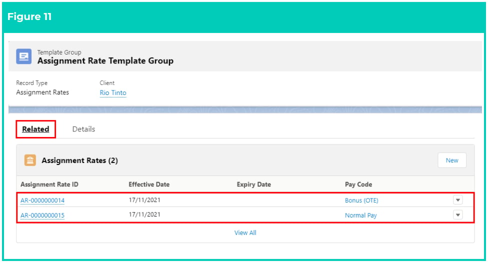 Screenshot from QRG Create an Assignment Rate Template Group