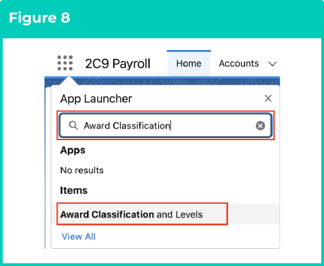 Figure 8: screenshot for QRG Create an Award Classification and Levels Record