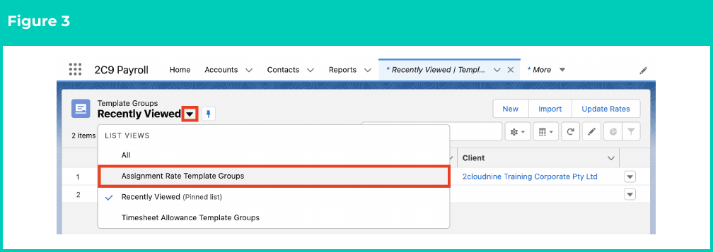 Figure 3: screenshot for QRG Update Rates Automation - Assignment Rate Template Groups